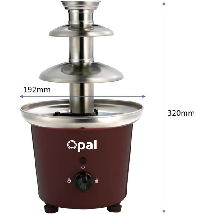Шоколадний фонтан Opal - фонтан з нержавіючої сталі, електричний, 3-ярусний, 900 мл, для вечірок, свят, Різдва, Нового року