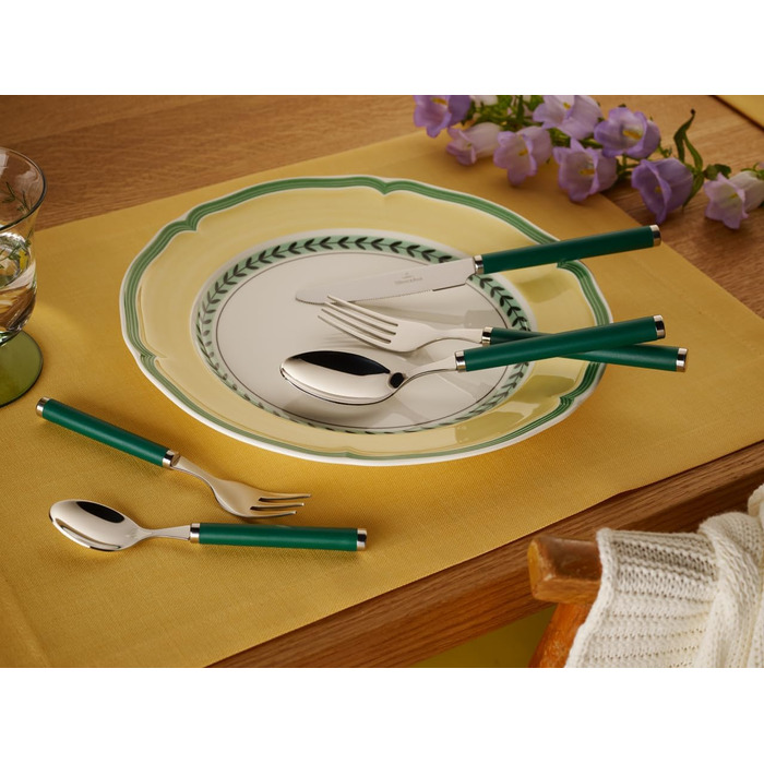 Villeroy & Boch Play Green Garden Tableware Set, for up to 6 people, 24-piece, Stainless Steel, Green Plastic Handle