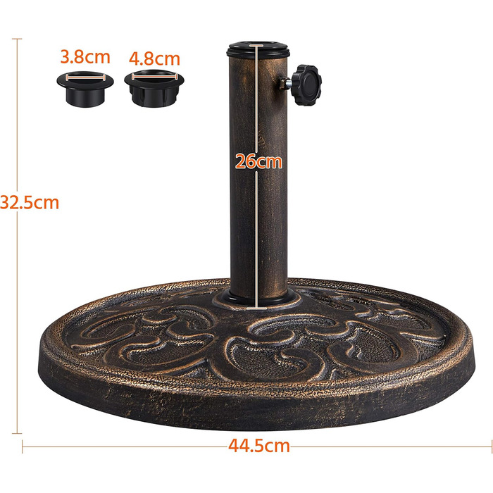 Yaheetech Umbrella Stand Balcony Umbrella Stand Market Umbrella Stand Umbrella Base Umbrella Stand for Umbrella Poles up to 38 mm / 48 mm, Bronze
