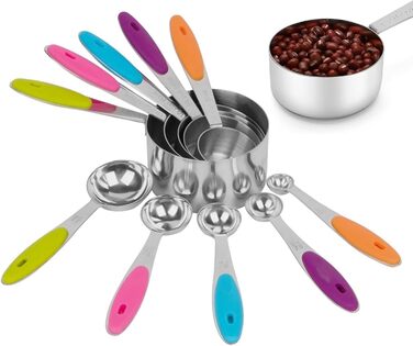 10-Piece Measuring Cup and Spoon Set, Measuring Cups for Baking with 5 Measuring Cups and 5 Measuring Spoons, Measuring Cup Set for Kitchen or Baking