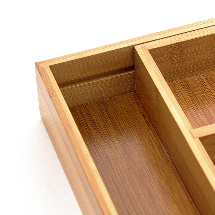 Relaxdays Bamboo Cutlery Box Adjustable XL