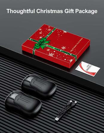 Електричні грілки для рук 2 шт. з акумулятором 10000mAh, подвійний нагрів, 5 температурних режимів, для активного відпочинку, кемпінгу та зими, чорного кольору