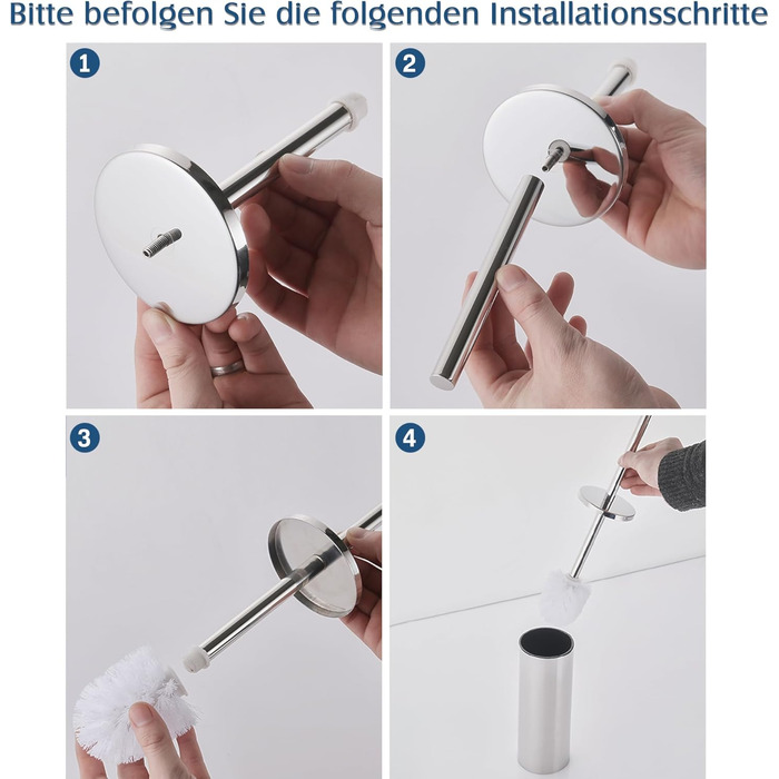 Набір для чищення унітазу FIISAYL з тримачем: щітка та підставка з нержавіючої сталі (сріблястий)