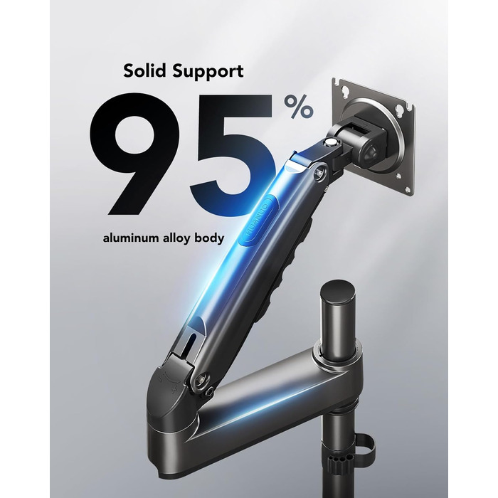 Кріплення для монітора HUANUO 13-32 дюймів, гнучкий кронштейн для LCD/LED екрану, газ-амортизатор, поворот 360°, VESA 75/100, вантажопідйомність 2-9 кг