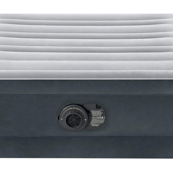 Надувний матрац Intex 67766 Dura-Beam Comfort Plush, односпальний, з вбудованим електронасосом, PVC, 99x191x33 см, багатокольоровий