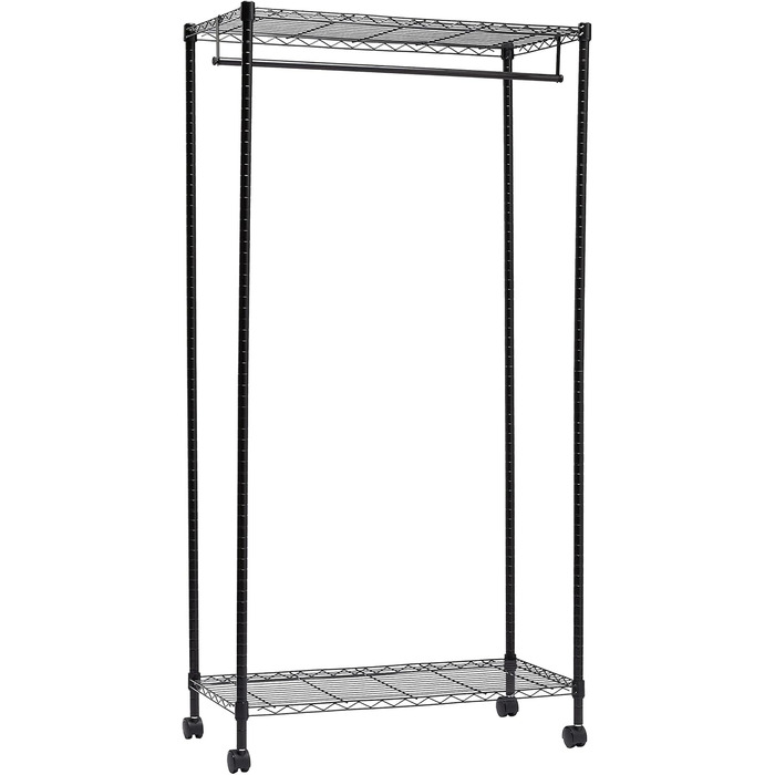Amazon Basics Clothes Rack with Upper and Lower Shelves, Black, 91 x 45.6 x 180.2 cm