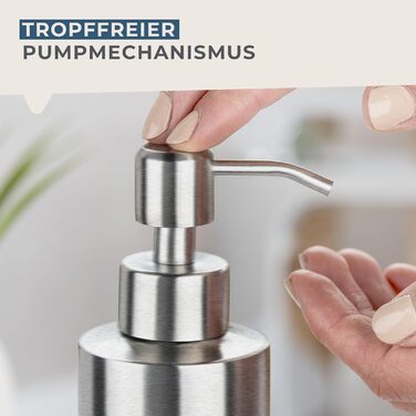 Fackelmann Soap Dispenser & Toothbrush Holder Tecno, liquid soap dispenser made of high-quality stainless steel, holder for 4 toothbrushes, high-quality toothbrush holder (color: matte silver), quantity: 1 x set of 2 (dispenser silver)