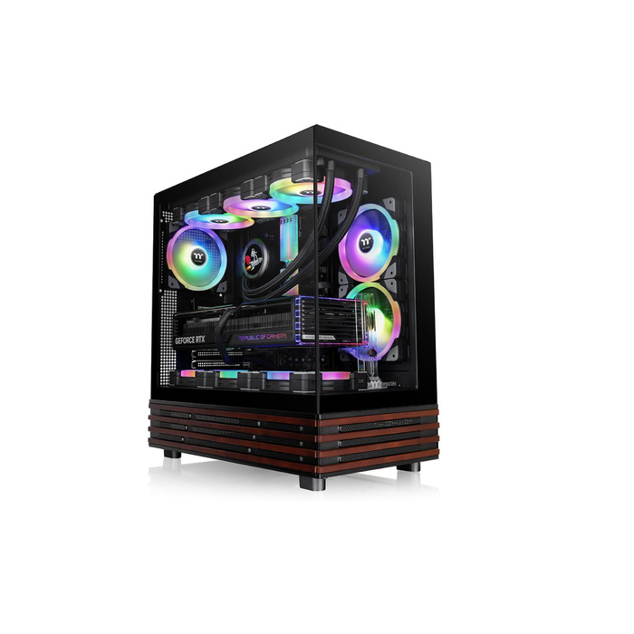 Thermaltake View 270 Plus WS TG ARGB: Корпус ПК Midi-Tower з темперованим склом, деревом, 3 вентилятори ARGB, USB-C, підтримка радіатора 360мм, чорний