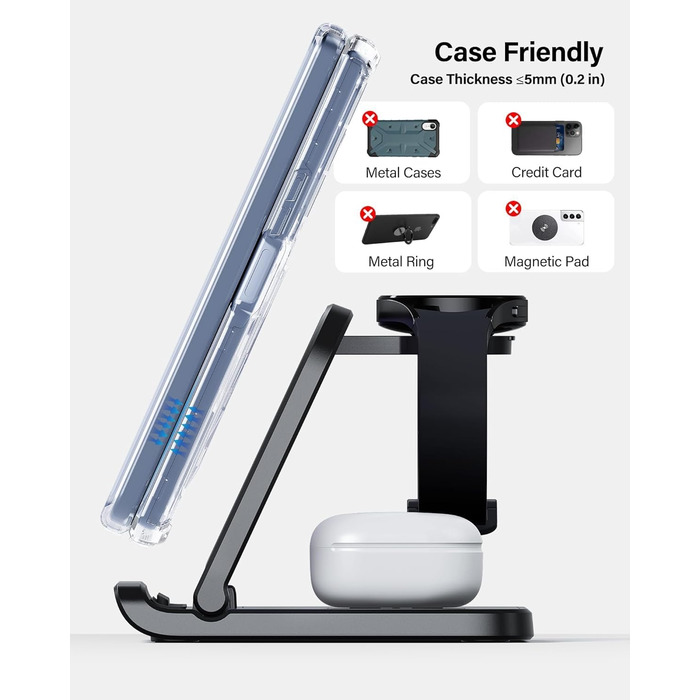 Зарядна станція SwanScout 705S для Samsung Galaxy Z Fold 7/6/5, Pixel 9 Pro Fold, Galaxy Watch 8/Ultra, Galaxy Buds 3 (без адаптера)