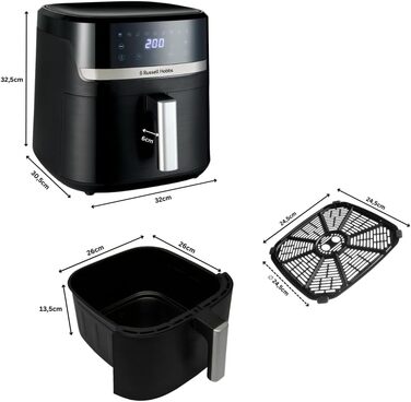 Фритюрниця Russell Hobbs SatisFry XXL 8.3л з Rapid AirFryer: 9 програм, без олії, сенсорний екран, гриль, випічка