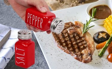Red Salt and Pepper Shaker Set, Kitchen Decoration, Glass Salt and Pepper Shaker Set, Cute Salt Shaker, Gift for Women, Wedding Decoration, Red Salt Shaker (2 red)