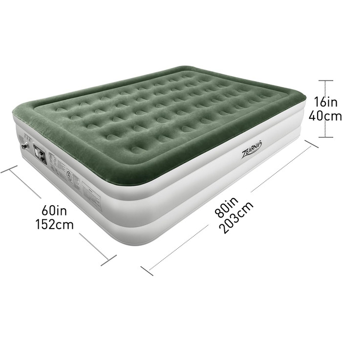 Надувний матрац для 2 осіб 203x152x40 см з електричним насосом, самонадувний, для дому