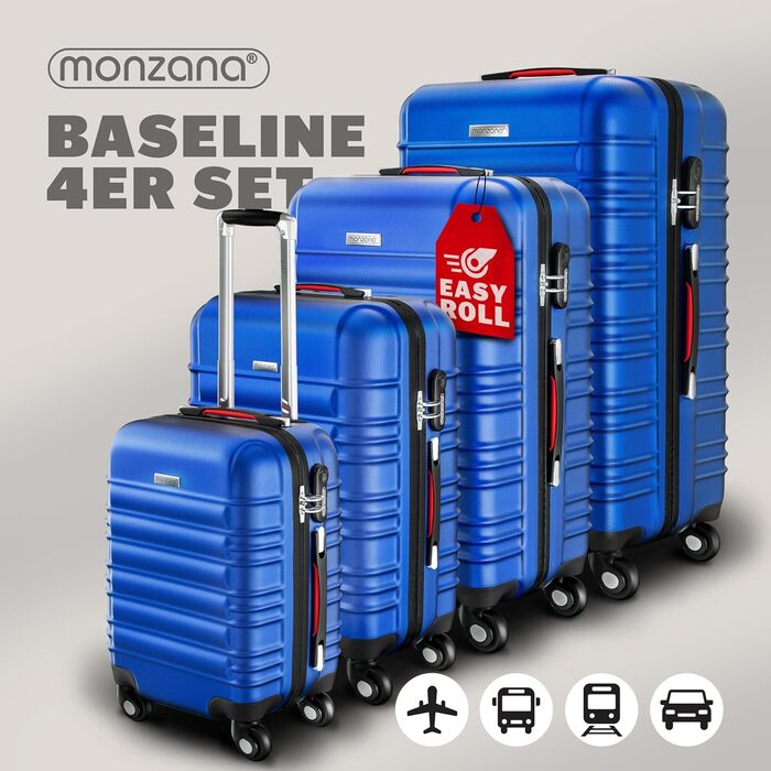 Набір валіз Monzana® 4 шт. з жорстким корпусом S-M-L-XL, ABS, Navy Blue