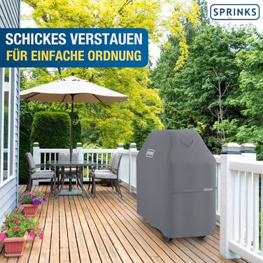 Водонепроникний чохол для гриля SPRINKS® 132x66x109 см, сірий, для Weber, Napoleon, Enders, з ручками, преміум Oxford 600D