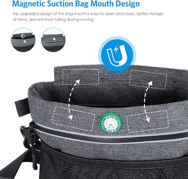 Сумка для ласощів для собак Brifit з магнітною застібкою, для тренувань, з регульованим шнурком, знімною внутрішньою кишенькою та дозатором для пакетів, 4 x 22 x 27 см