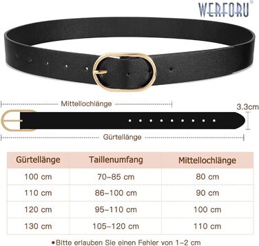 Жіночий шкіряний ремінь WERFORU з золотою пряжкою, комплект 3 шт. (чорний, коричневий, бежевий) - розмір 86-100 см