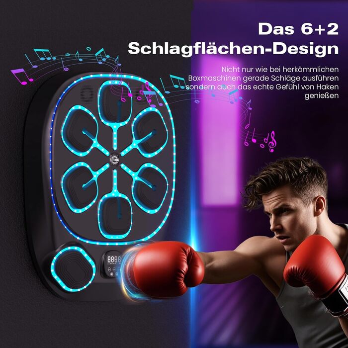 Електронна боксерська машина RevFit з LED-підсвіткою, Bluetooth, 9 режимів швидкості та режим підрахунку ударів, для дітей та дорослих, 61 см