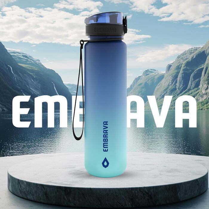 Embrava Best Sports Bottle - 1000ml - fast-flowing, flip-top leak-proof lid that opens with a click - non-toxic, BPA-free & eco-friendly Copolyester-Tritan plastic (Aqua Fusion)