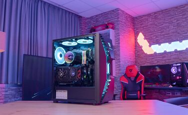 Корпус Aerocool Cronus Mid Tower для ігрового ПК з RGB підсвічуванням, вентилятором 140 мм та скляною бічною панеллю, підтримкою водяного охолодження та кабелеуправлінням, чорний