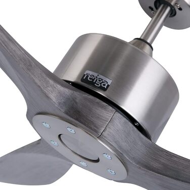 Стеляний вентилятор Reiga з імітацією дерева, 165 см, DC-двигун, керування пультом та Smart Home, 6 швидкостей, колір: коричневий, для внутрішнього та зовнішнього використання
