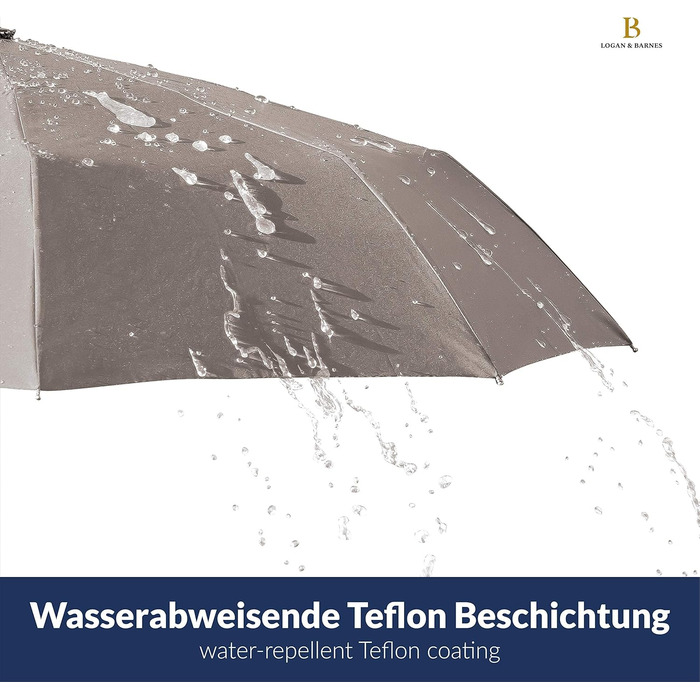 Чорний парасолька LOGAN & BARNES Dublin: стійкий до 140 км/год, з дерев'яною ручкою та тефлоновим покриттям