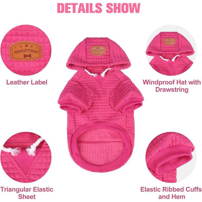 BEAUTYZOO Dog Hooded Sweatshirt for Small, Medium, and Large Dogs, Winter, Autumn, Warm Dog Clothes for Puppies, S, M, Dogs, Girls, Boys, Dog Sweater, Shirt, Hoodies with Pocket