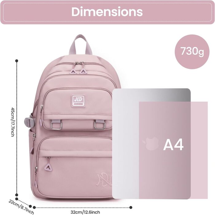 Дитячий рюкзак для дівчаток, рюкзак для підлітків – стильний та водонепроникний, для 3-9 класів, великий, для школи та подорожей, блакитний (8529# фіолетовий)