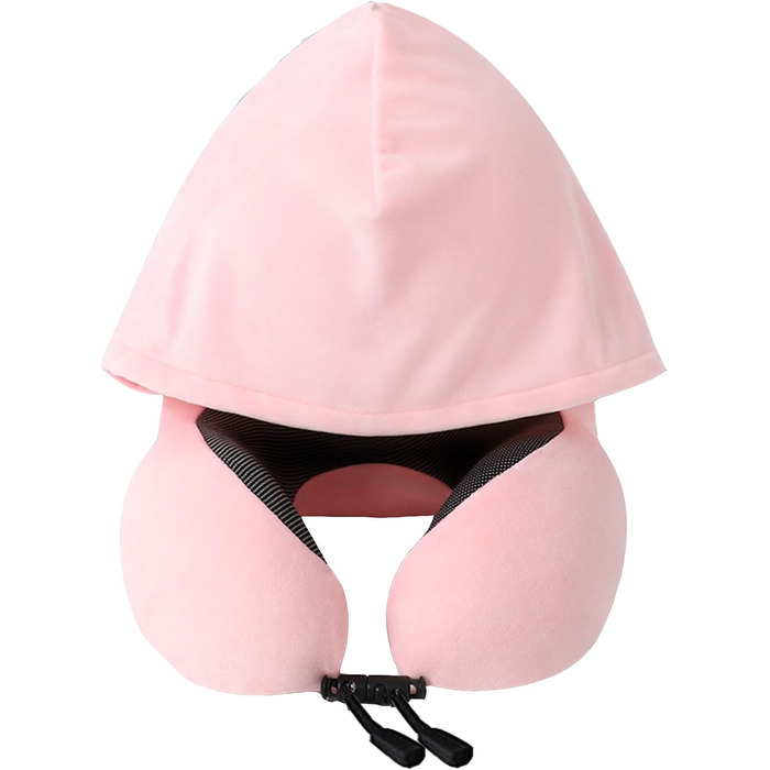 Подушка для шиї Memory Foam | Подушка для подорожей в літаку з 95% захистом від світла, регульованою підтримкою шиї, для подорожей, офісу та сну на боці (чистий порошок)