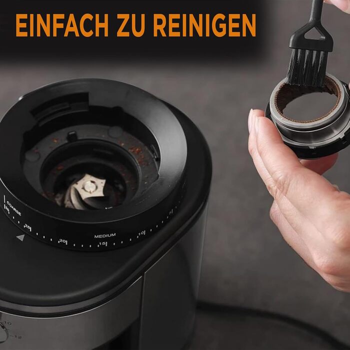 Електрична кавомолка Ollygrin Bg702s-pg: 30 ступенів помолу, для еспресо, drip, pour over, cold brew, French press, 2-12 чашок, 220V, нержавіюча сталь
