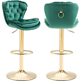 Emerald Velvet Bar Stools - Set of 2 | Adjustable Swivel Barstools for Kitchen & Home Bar