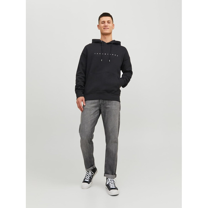 Чоловічий худі Jack & Jones JJestar JJ Sweat Hood, Relaxed Fit, чорний, розмір XXL