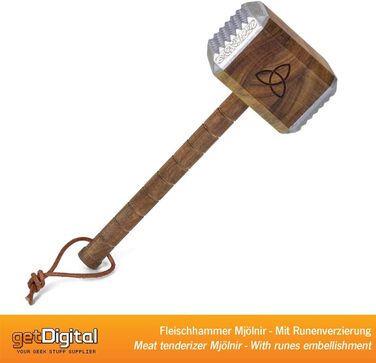 М'ясний молоток Thor Mjölnir getDigital з акації, алюмінієві насадки, руни