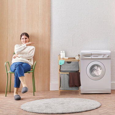 Relaxdays Laundry Basket Shelf with 2 Compartments