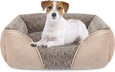 JOEJOY Dog Bed, Medium Dogs, Dog Basket Fluffy Washable, Non-Slip Anti-Anxiety Dog Beds, Dog Baskets for Medium and Large Dogs and Cats, 76x61x23cm (L 63 x W 53 x H 20 cm, Brown)