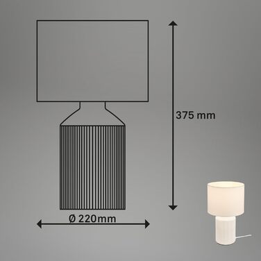 Торшер BRILONER з тканинним абажуром, вимикачем на кабелі, керамічним цоколем, 15x28 см (ДxВ), білий