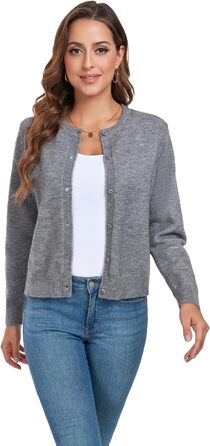 Кардиган жіночий KESSER Daen, сірий, розмір L, класичний, з ґудзиками, в'язаний, для осені/зими
