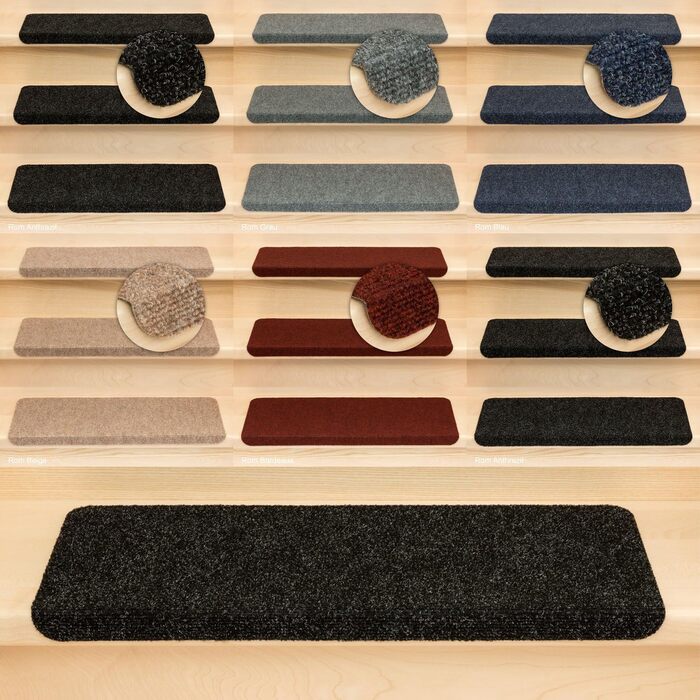 Kettelservice Metzker Step Mats Ramon Rectangular - 15 Piece Set - Anthracite Gray - No Plastic Corners