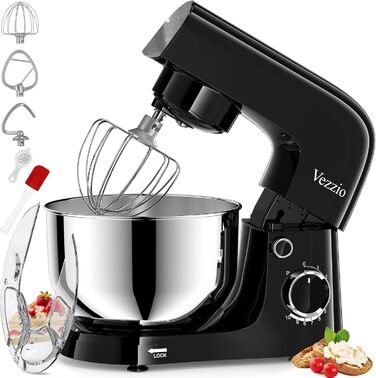 Міксер тістовий Vezzio Knetmaschine 1500W, 4.5л, 10 швидкостей, зелений/чорний