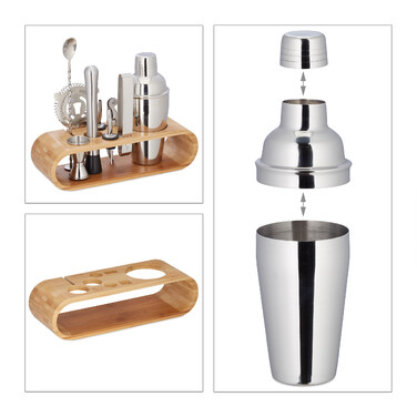 Relaxdays 9-Piece Cocktail Set with Stand