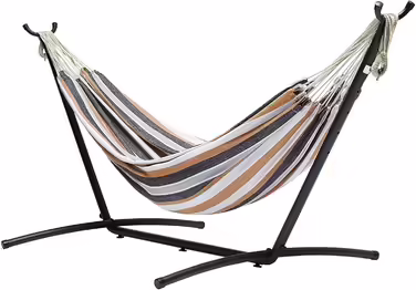 Amazon Basics Hammock with Stand, Fabric, One Size, 117 cm x 300 cm x 100 cm, Multicolored