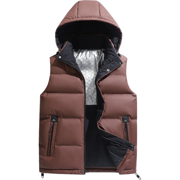 Чоловіча зимова жилетка AIEOE з PU, без рукавів, для активного відпочинку з капюшоном, термо, стеганий, теплий, водонепроникний (L, червона стеганий жилетка)