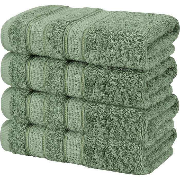 Набір рушників American Soft Linen Premium з турецької бавовни, готельна серія, 6 предметів (4 рушники для рук), шалфейний зелений