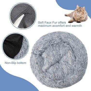 Кругле м'яке ліжко для собак та котів Haoye, Ø 50 см, біле