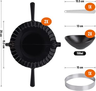 Форма для емпанада Tortillada Formen 15.5 см + Набір 7 предметів (рецепти, соусниці, вирізка, ніж)