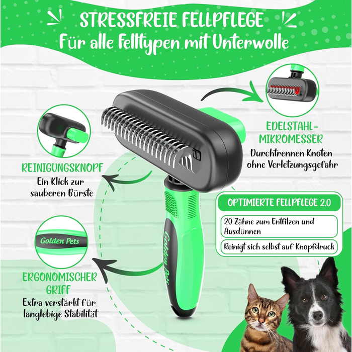 Щітка для вичісування підшерстка собак та котів з довгим хутром Golden Pets - видаляє підшерсток, ковтуни та вузли