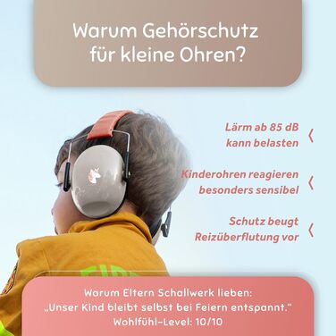 Schallwerk® Kapselgehörschutz Kiddies: Навушники для захисту вух для дітей | Навушники для захисту від шуму, преміум-якість, mini, для повсякденного використання та заходів (Унікорн Дасті)
