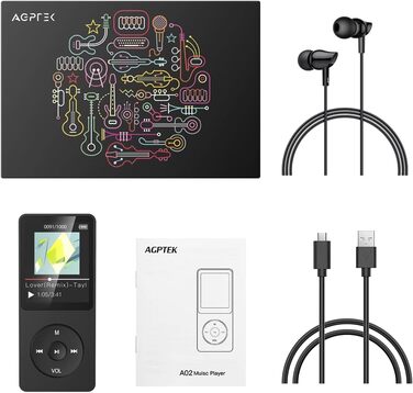 MP3-плеєр AGPTEK 32GB зі спікером, 70 годин роботи від акумулятора, 1.8