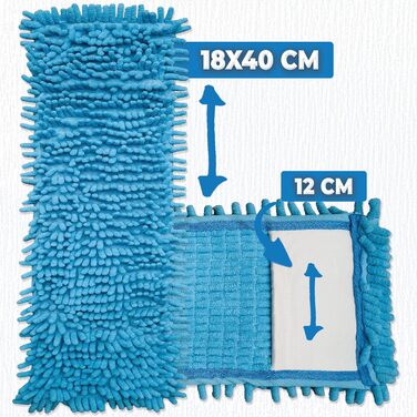 10x Replacement Cover for Floor Wiper - Chenille (Terry Cloth) Wiping Cover Blue - Chenille Microfiber Mop for Sensitive Floors - Microfiber Mop Cover for Floor Care Suitable for All 40 cm Folding Mop Holders - Mop Cover