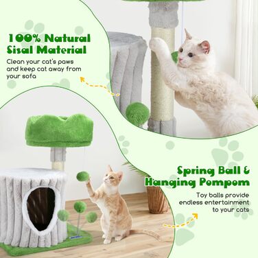 Кігтеточка для котів Nobleza Katzenbaum – стабільна, з платформою та будиночком, 40x30x55 см