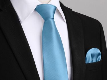 HISDERN Комплект краватки та нагрудного хустинки однотонні для вечірки, весілля, різних кольорів